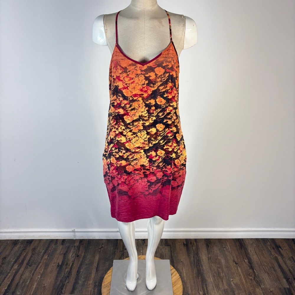 Guess by Marciano Silk Floral Slip Dress Pink Orange Ombré Mini S